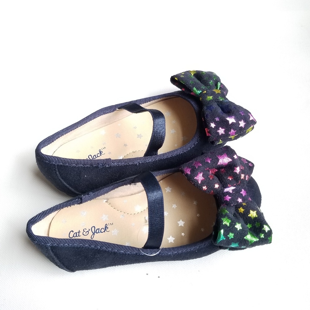 NWT Kids Girls Toddler Black Glitter Shoes-6 - Picture 2 of 2